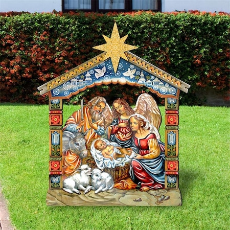 Heat Wave 39 in. Outdoor Nativity Free-Standing Wooden Garden Decor HE2097398